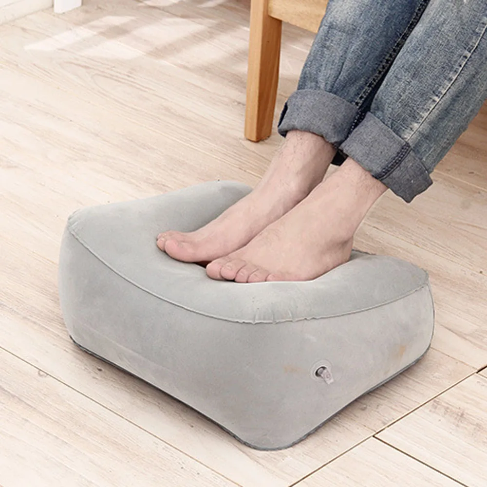 

Footrest Inflatable Pillow Portable Travel Kids Bed Flocked Foot Rest Air Pad Pillows Cushion Leg Up Relax For Airplanes Office