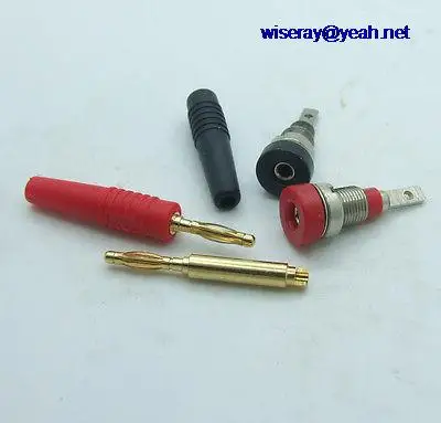 

DHL/EMS 100PCS Gilded 2mm Banana Plug + 2pcs 2.0mm socket screws for Binding Post Probes-A7