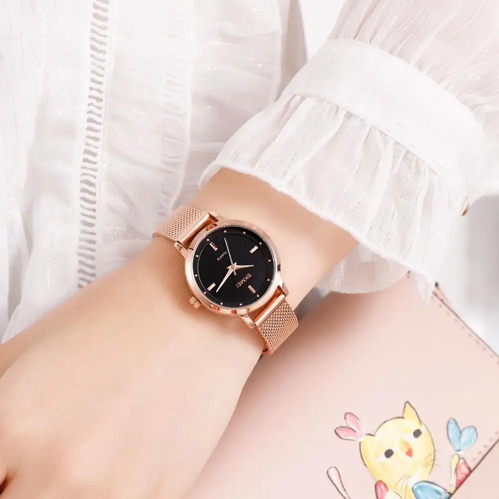 

Female watch Skmei Minimalist Analog Round Dial Mesh Band Quartz Wrist women's watches Gift