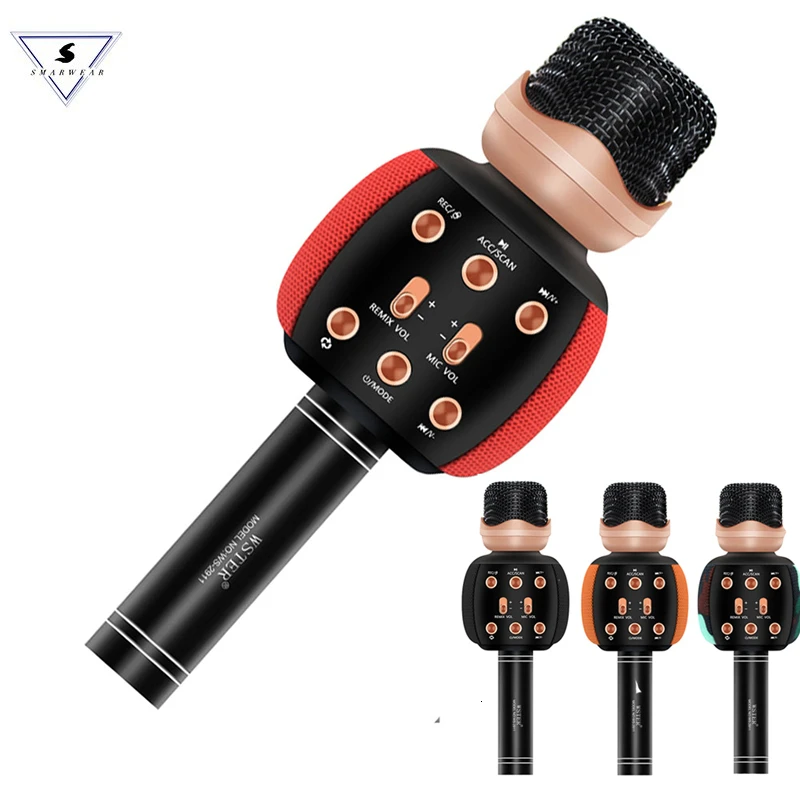 

WSTER Version Bluetooth Karaoke Microphone Wireless Professional Speaker Handheld Player Magic Voice Record Music Mic PK WS-858