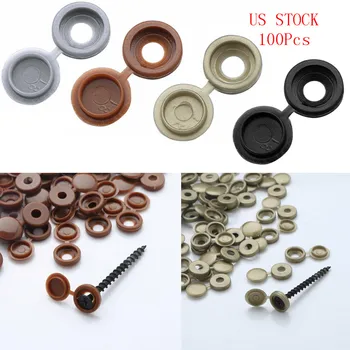 

US 100Pcs Hinged Plastic Screw Cover Fold Caps For Car Home Furniture Decoration Self-tap Exterior 6-8mm Fold Screw Cover Caps