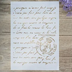A4 Size DIY Craft Layering French Script Stencil - A4 Size 21 by 29.7cm