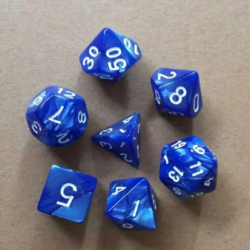 7 шт./компл. 17 цветов многогранные кости d & d4 d6 d8 d10 % d12 d20 ТРП игры Набор игральных