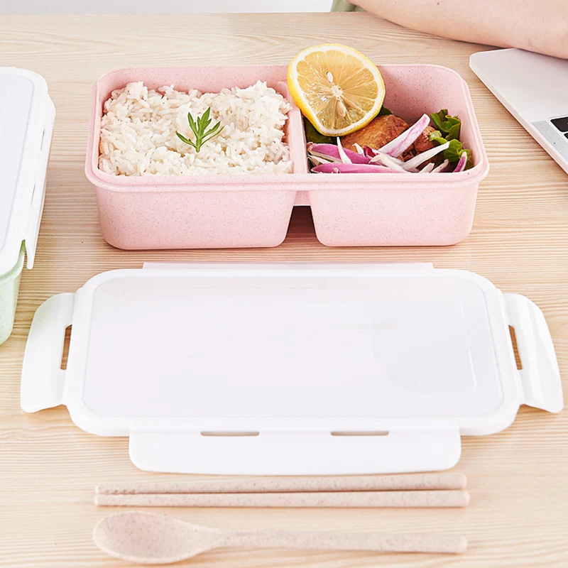 

Wheat straw Plastic Lunch Bento Box Microwave Office School Picnic Travel Food Container Storage Box for Adults Children