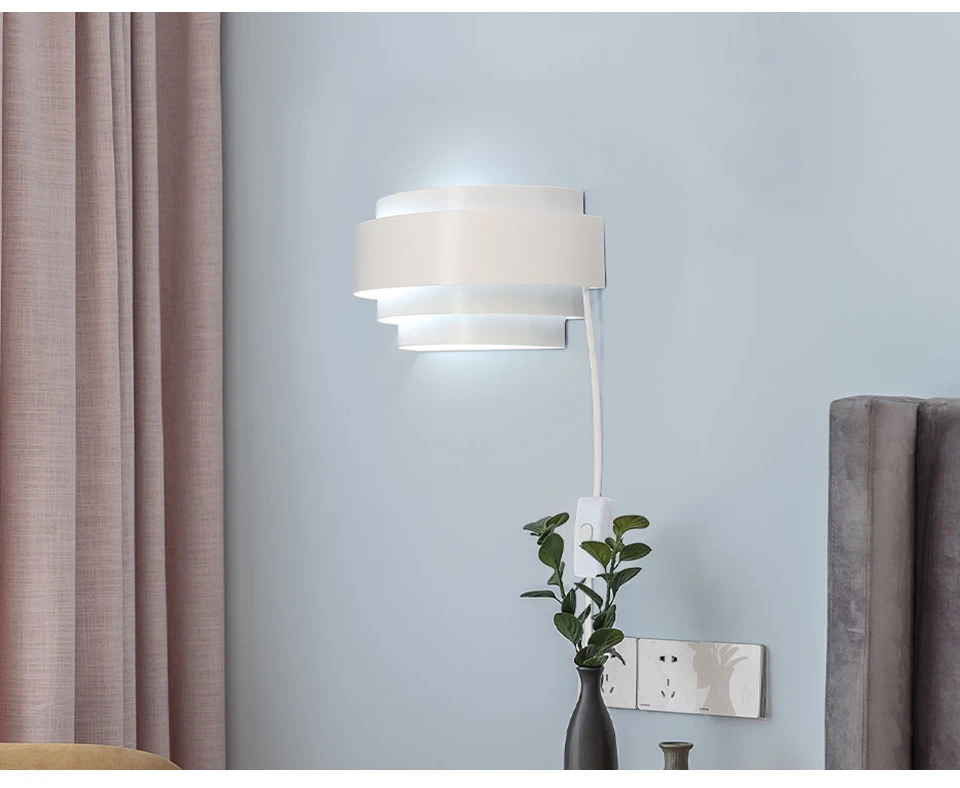 Современный скандинавский стиль 3W/6 Вт декоративный настенный светильник освещение для гостиной с/без штепсельной вилки теплый/холодный белый