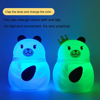 

Bedside LED Night Light Nursery Baby Cute Animal Gift Super Brightness Portable Color Changing USB Rechargeable For Kids Bedroom