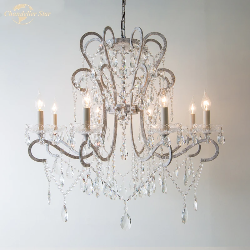 

Nordic Vintage K9 Crystal Chandeliers for Home Villa Restaurant Hotel Loft Art Deco European Style Indoor Lights Pendant Lamp