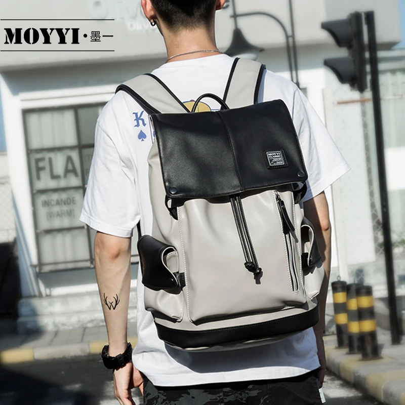 

MOYYI Brand waterproof 14 inch laptop backpack men leather backpacks for teenager Men Casual Daypacks mochila male