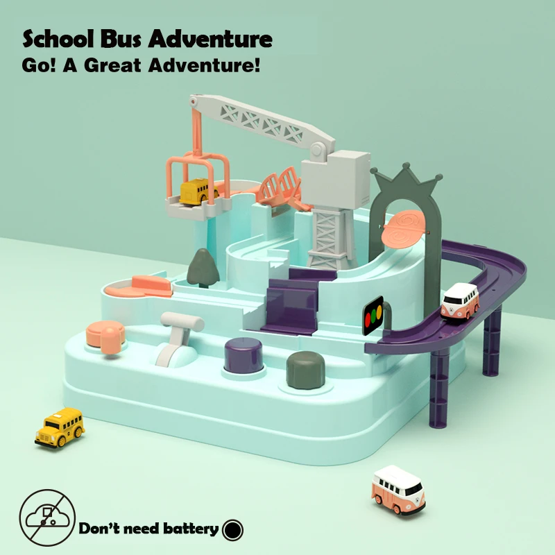 

Educational Toys for Children Set Racing Track Car Adventure Game Transport Portable Cool Gift Interactive Railway Racing