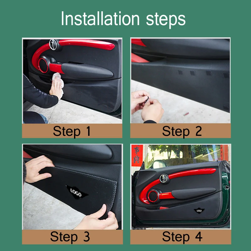 Microfiber Leather Car Inner Door Panel Protection Anti Kick Film Sticker For Mini Cooper R56 R60 F54 F55 F56 F60 Countryman door sill pads door sill guards