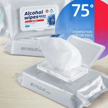 

50PCS Alcohol-Cotton Pads Sheet 75 Degree Disposable Portable Sterilization Wipe Cleaning Swabs Cleanser Wipes
