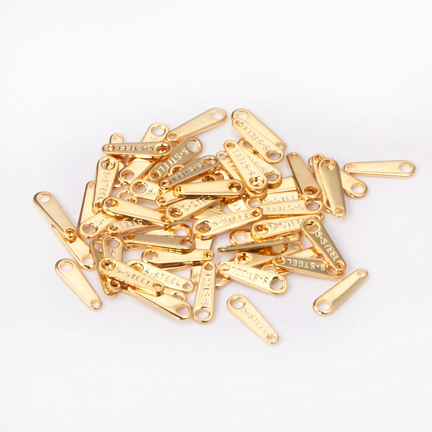 ASON100pcs/lot Stainless Steel Charm Gold/Silver Color Steel Extend Connector with2 Holes Chain Tags for Jewelry Making Supplies