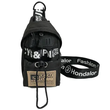 

Casual Canvas Letters, Versatile Shoulder-Slung Backpack, Multi-Function Pockets, Women'S Pockets, Canvas Phone Bag Black