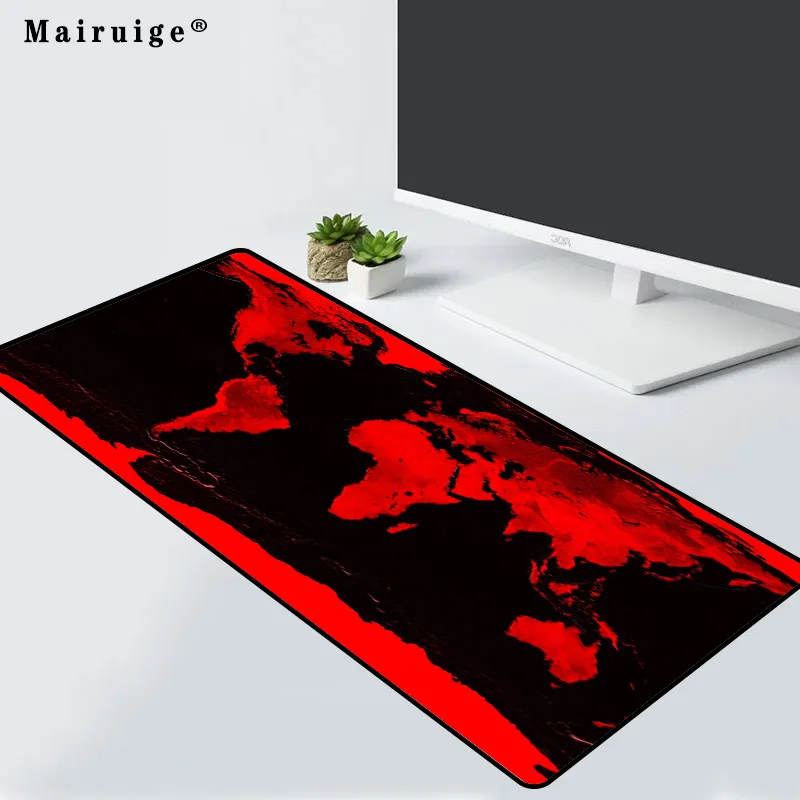 

Mairuige Red and Black Map Pattern Mousepad Black Seam Animal Group Computer Notebook Mouse Pad Wireless Charging Mouse Pad