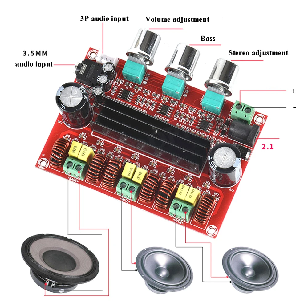 Audio Stereo Digital Power Amplifier Board TPA3116D2 50W*2+100W 2.1 Kanal Bass S