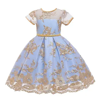 

Christmas Princess Dress Girls Stage Performance Clothing Short Sleeve Cutout Backless Floral Lace Applique Pageant Dress Gown