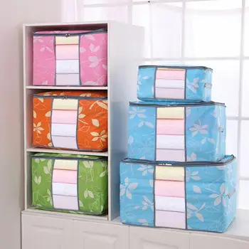 

Colorful Leaf Cotton Quilt Bag Thick-Window Quilt Storage Bag Nonwoven Fabric Clothes Organizing Folders