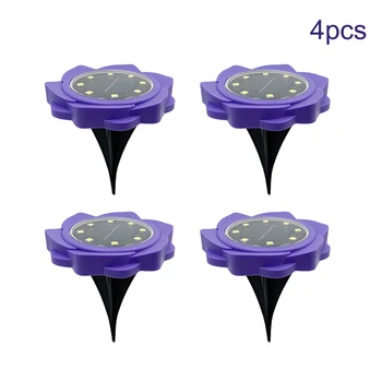 

4pcs Solar Ground Lights Colorful 8LED Outdoor Garden ABS Walkway Stairs Lawn Petal Shape Courtyards Decks Driveway Landscape