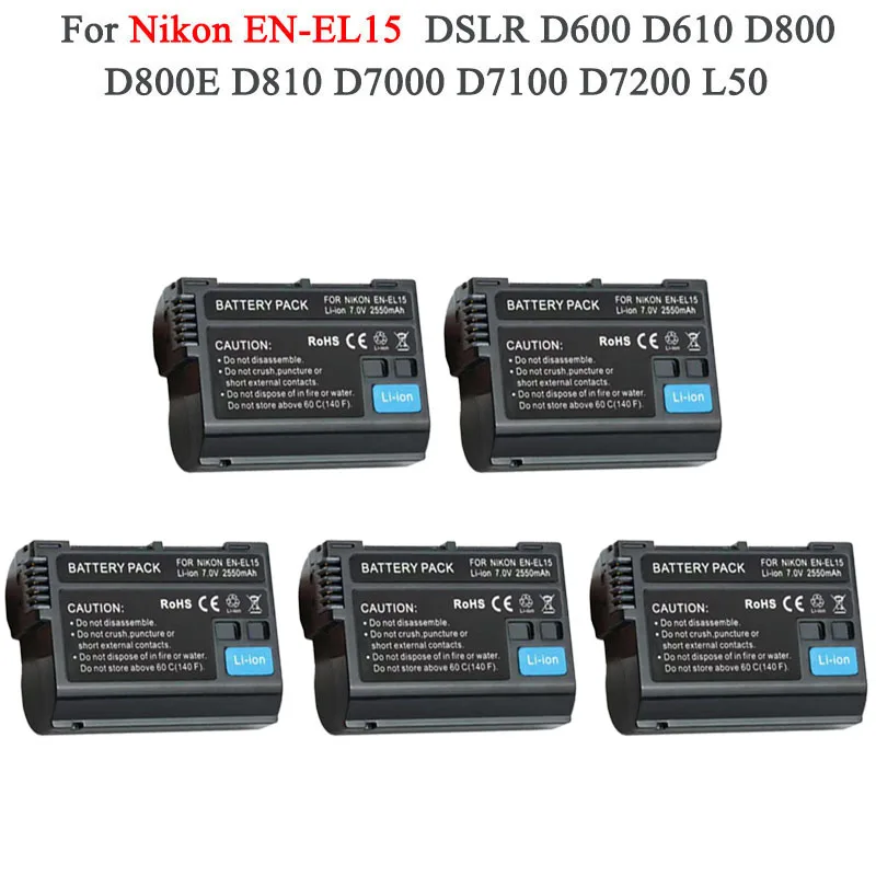 Аккумулятор ENEL15 для камеры 7 0 в 2550 мАч Nikon V1 D500 D750 D7100 D7000 D800E D800 D600 D600E D61 |