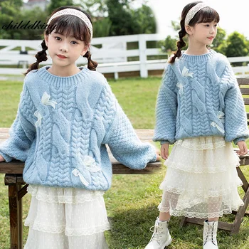 

3-10 Years old Girl Sweater Spring Autumn Girls Clothes Children's clothing Baby Girl Knitted Sweater Kids Sweet jacket for Girl