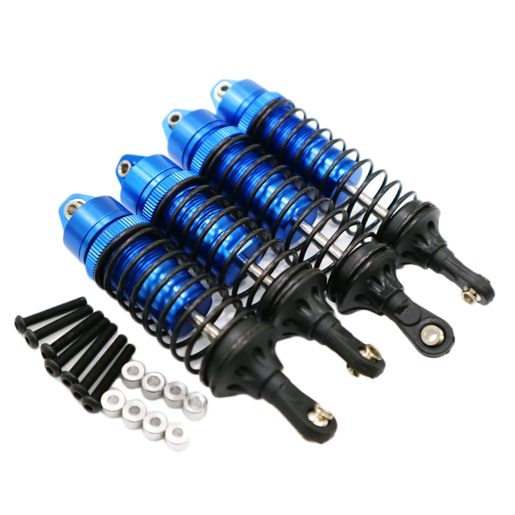 Assembled Aluminum Front & Rear Shocks Absorber Parts for 1/10 RC Car Traxxas Slash 2WD, 4 Pieces - Blue