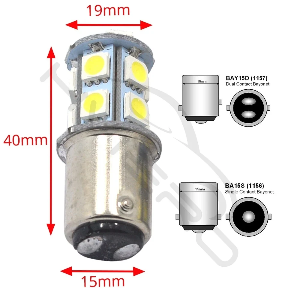 Hviero 1156 BA15S 1157 P21W white 5050 13smd Brake Rear Tail Lights Turning Parking Signal Lights Lamps Auto Rear Reverse Bulbs DC 12V