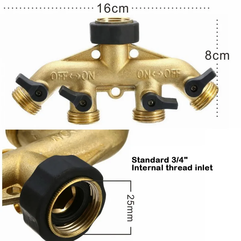 1 шт. разветвитель для садового шланга латунный 2/4 соединитель 3/4 ''разделитель труб для полива сада