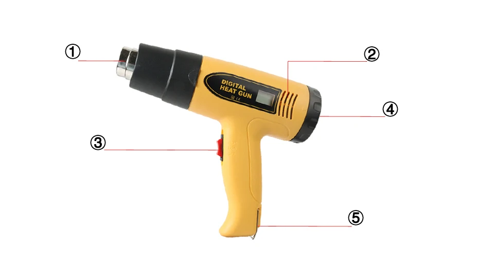 Industrial 2000W Hot Air Gun Heat Gun LCD Digital Temperature controlled Heat Blower Electric Adjustable Temperature Power Tool
