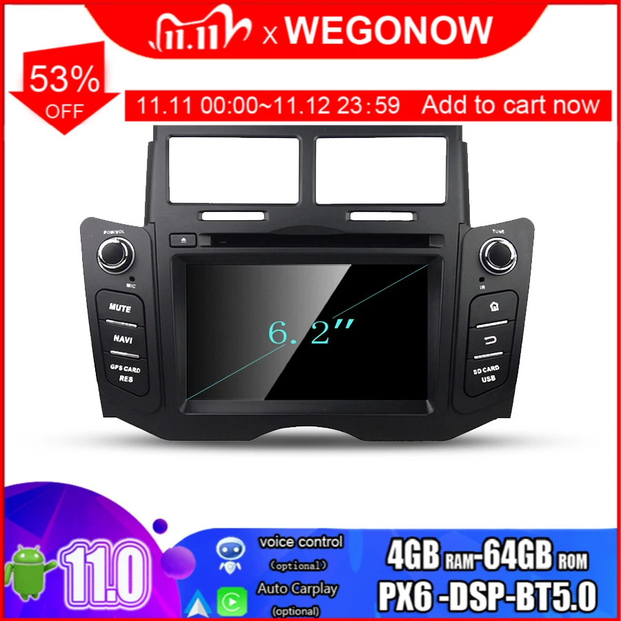 2din Android 11.0 64GB ROM Octa core For Toyota YARIS 2005-2010 2011 Car DVD Player Wifi Bluetooth 5.0 RDS RADIO GPS Glonass Map |