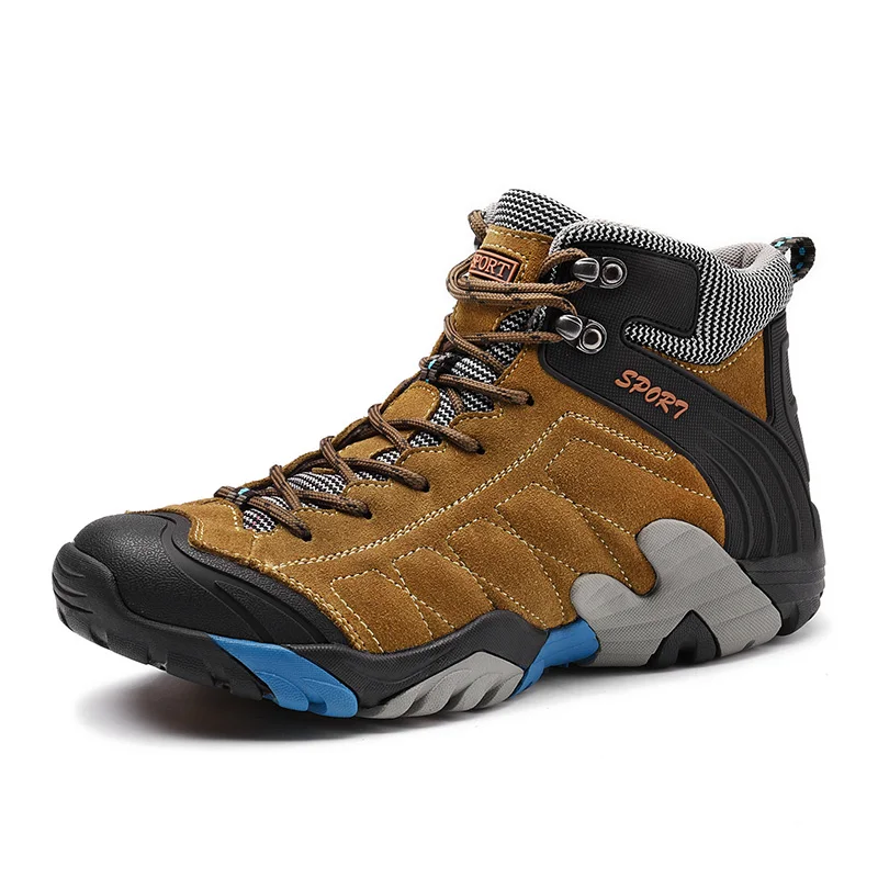 khaki no fur Winter plus velvet cotton shoes men's sneakers High heal men's shoes snow boots Outdoor casual Warm shoes Winter Lace up boot - Цвет: khaki no fur