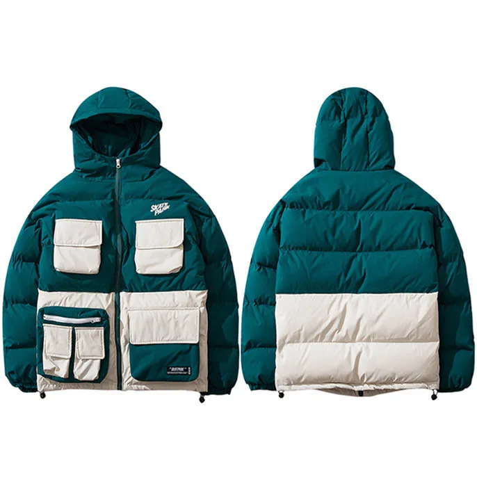 Зимняя уличная куртка в стиле хип-хоп парка с подкладкой для мужчин Harajuku цветной Тренч с капюшоном ветровка одежда оверсайз Новинка - Цвет: B566086 Green