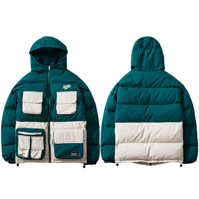 B566086 Green Зимняя уличная куртка в стиле хип-хоп парка с подкладкой для мужчин Harajuku цветной Тренч с капюшоном ветровка одежда оверсайз Новинка - Цвет: B566086 Green