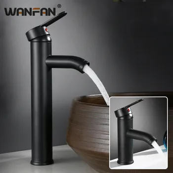 

Basin Faucets Modern Matte Black Basin Mixer Tap Stainless Steel Faucet Single Handle Deck Sink Water Crane for Bathroom -352