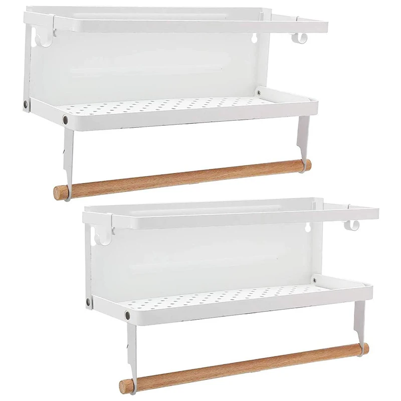 

Spice Rack Magnetic Spice Rack White Paper Towel Holder Refrigerator Magnetic Shelves for Kitchen Fridge Spice Shelf 2 Pack (Whi