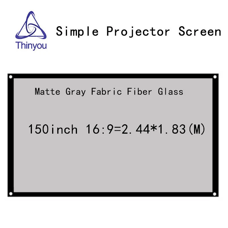 Thinyou 150 inch 16:9 Matte Gray Fabric Fiber Glass Projector Screen Wall Mounted for Office Home Theater Outdoor Movie Cinema |