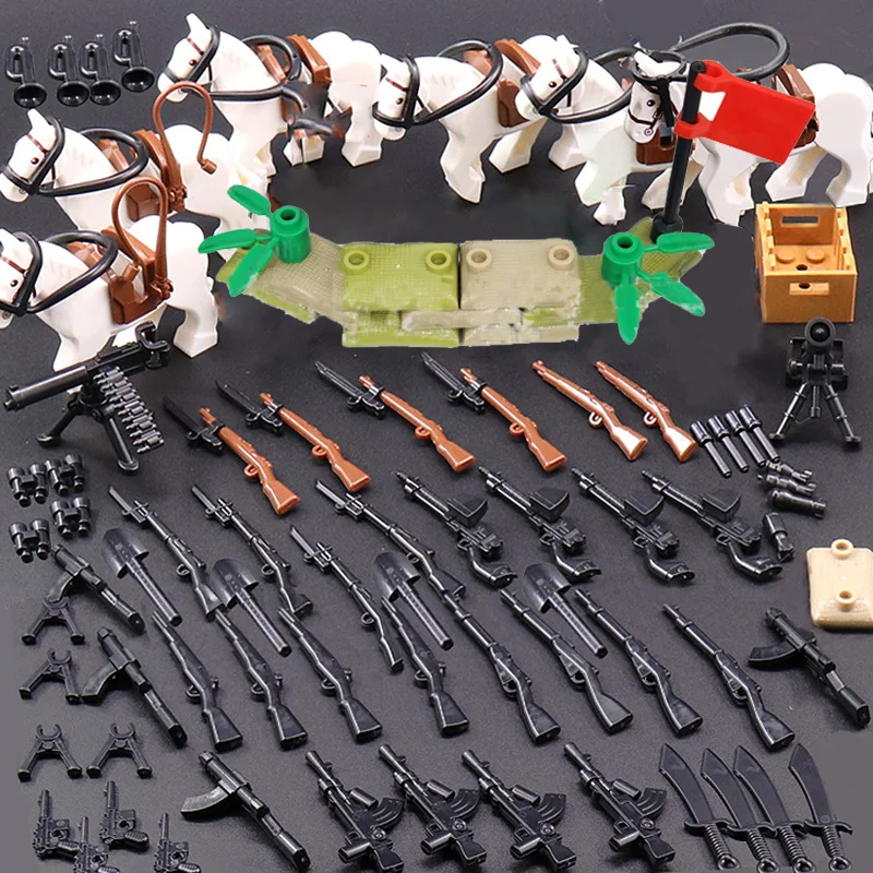 Военная серия военная лошадь оружие DIY модель аксессуары строительные блоки