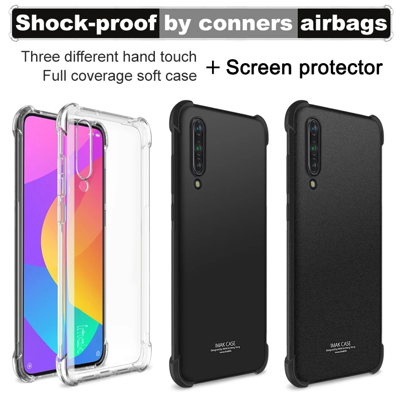 

for Xiaomi Mi 9 Lite CC9 Case IMAK Shockproof Conners Airbags Soft TPU Back Cover Case for Xiaomi Mi A3 CC9e With Film