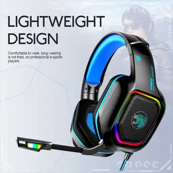 

Lightweight LED Gaming Headset Bass Surround Gamer With Mic Noise Cancelling Portable PC Over Ear For P S4/X box One/I Pad
