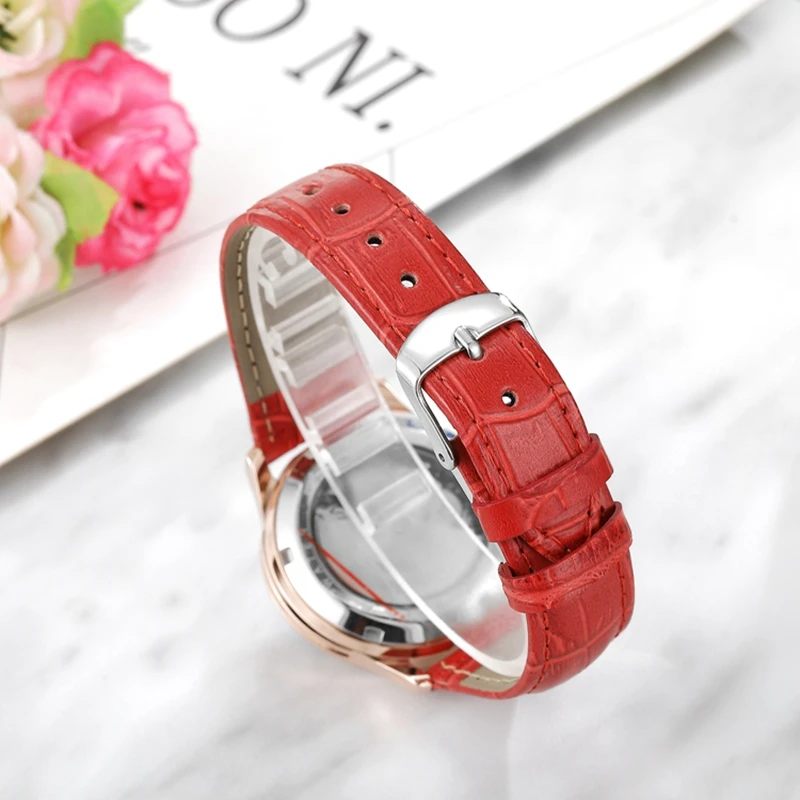 OYW Automatic Mechanical Lady Watch Fashion Leather strap Skeleton Elegant Woman Wristwatch Rose gold Alloy Waterproof 4