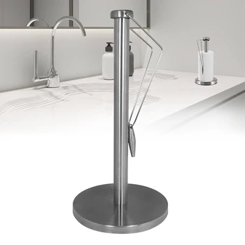 

Home Punch Free Roll Paper Holder Practical Stainless Steel Durable Rustproof Rack Tissue Kitchen Desktop Toilet Vertical Stand