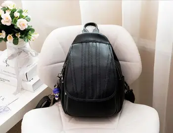 

YILUNXI Ladies anti-theft backpack 2020 new female bag Suitable for college students backpack Solid color leather shoulder bag