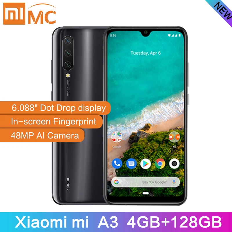 Глобальная версия Xiaomi Mi A3 6 088 &quotAMOLED 4 Гб 128 ГБ 48 МП Смартфон Snapdragon 665 Восьмиядерный