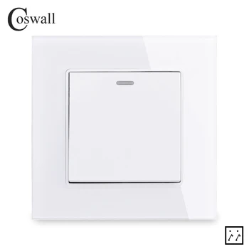 

Coswall Crystal Glass Panel 1 Gang 3 Way Intermediate Rocker Switch Crossover Cross Switch On / Off Wall Light Switch Switched