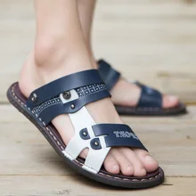 Летние мужские сандалии; Повседневная пляжная обувь больших размеров; нескользящие корейские шлепанцы; мужские летние босоножки двойного назначения