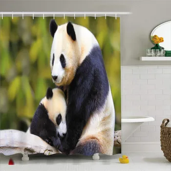 

Animal Theme 3D Print Decor Shower Curtain Panda Cartoon Bath Curtains 100% Polyester Fabric Waterproof Curtains for Bathroom