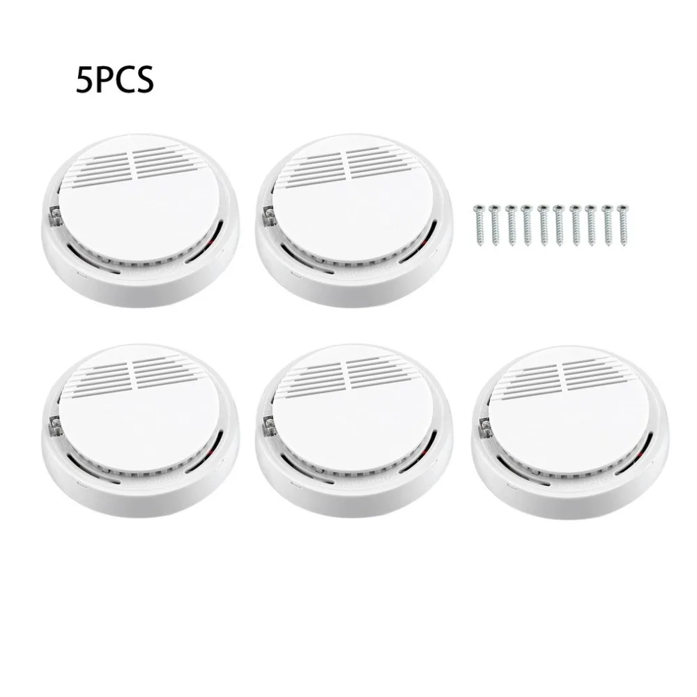 

5pcs Fire Smoke Sensor Alarm Sensitive Photoelectric Independent Fire Smoke Detector for home security alarm system