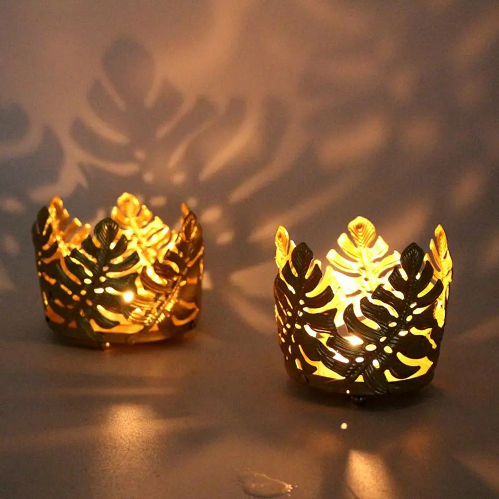 Europe hollow Iron leaf candle holder wedding candlestick fine decoration for dining home shop club desktop decor | Дом и сад