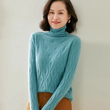 

adohon 2020 woman winter 100% Cashmere sweaters autumn knitted Pullovers High Quality Warm Female thickening Turtleneck