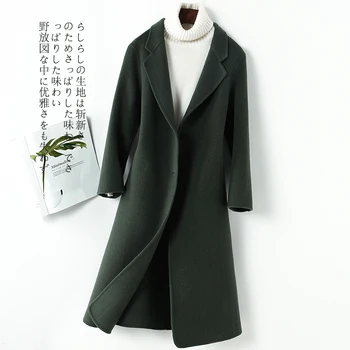 

2020 new spring wool coat double-sided children's medium and long knee Korean double-sided cashmere coat