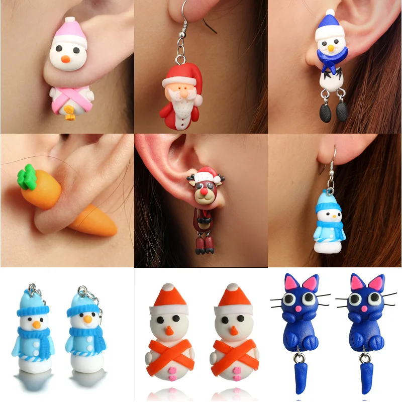 

Christmas Stud Earrings Stainless Steel Jewelry Earrings for Women Clay Soft Cute Santa Earrings Gifts Fashion Earring Wholesale